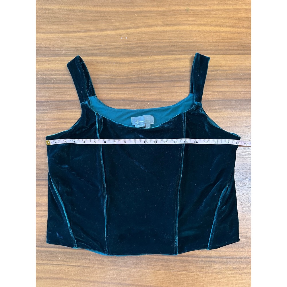 Anthropologie Green Velvet Corset Top XL Stretch Castle Renfair Festival Goth - Picture 3 of 8